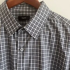 Theory Black and White Casual Button Down Shirt
